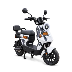 Goda Apollo GD118S merah hitam sepeda listrik modern dengan lampu LED bulat, jok belakang sandaran, dan desain compact.