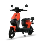 MOTU T3 sepeda listrik modern warna merah dengan desain sporty, motor 600W, baterai 48V 12Ah, dan jok belakang bersandaran.
